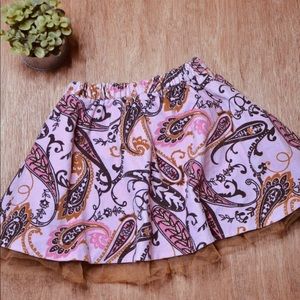 Greggy Girl A-Line Corduroy & Tulle Paisley Skirt